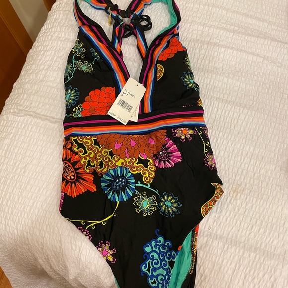 NWOT TRINA TURK Electric Reef Plunge One Piece Swimsuit. Size 8 - Picture 3 of 7